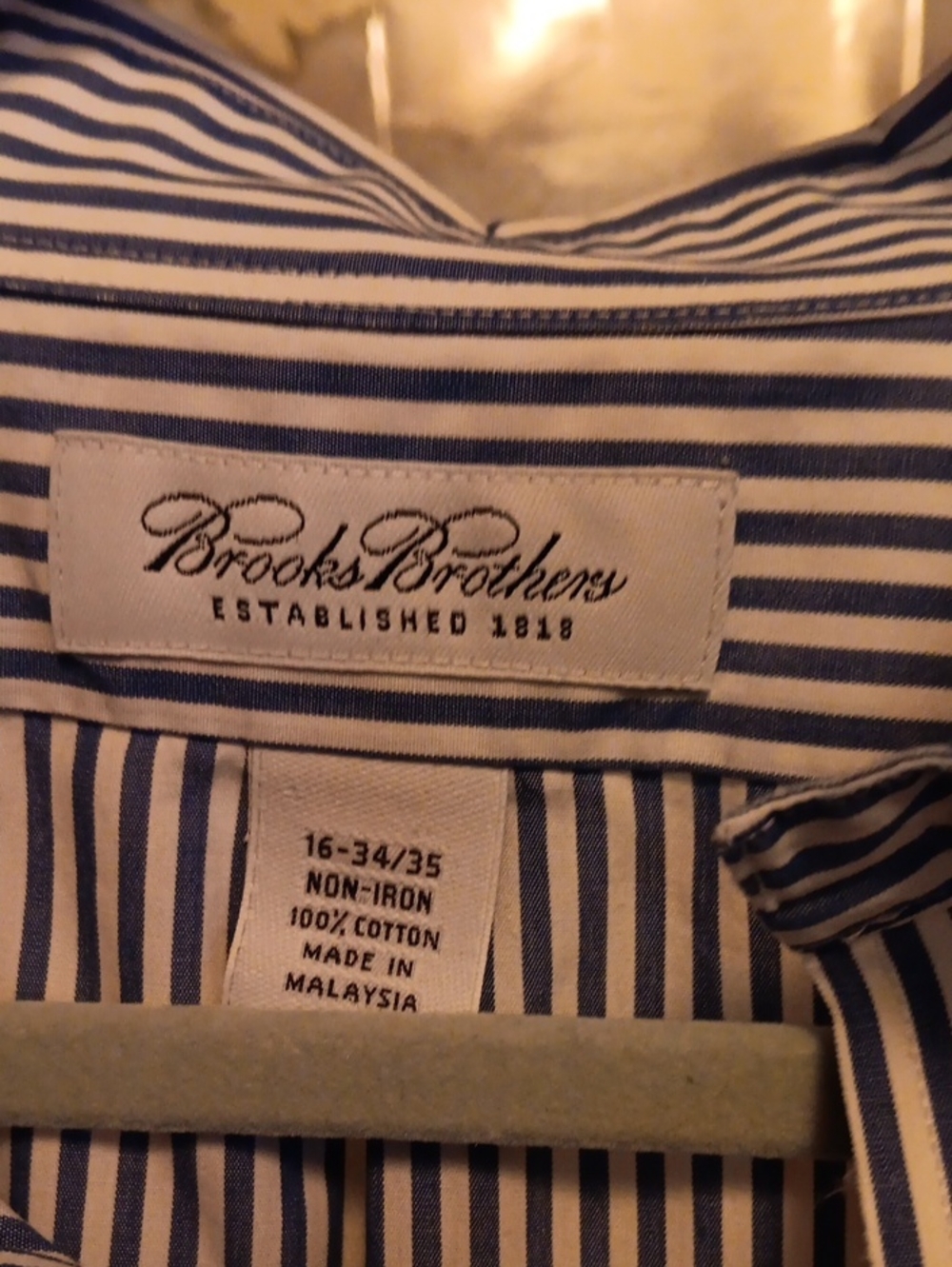Brooks Brothers Navy and White Striped Dress Shirt